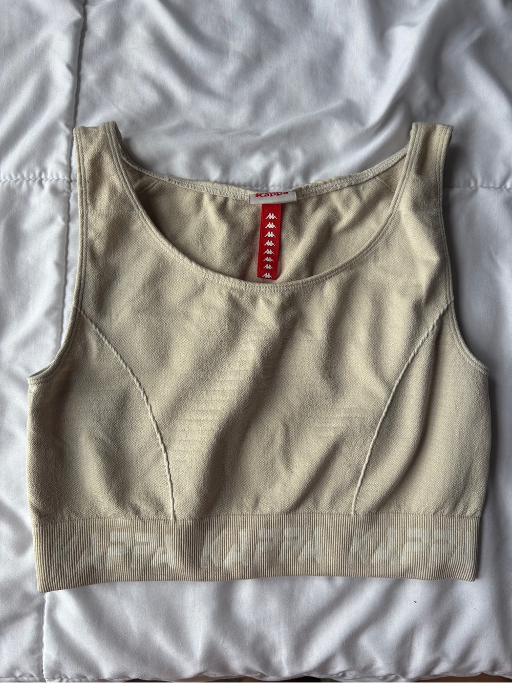 Kappa Cream Tank Top with Red Logo Tag